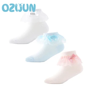 Новые летние кружевные сетчатые носки принцессы для маленьких девочек милые кружевные носки розового цвета с бантом Дышащие Детские хлопковые сетчатые носки для девочек