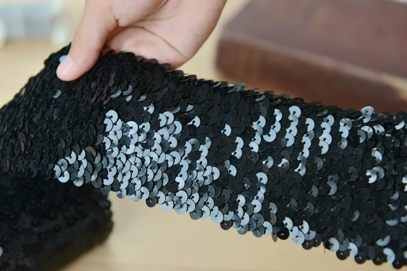 Черная эластичная кружевная лента с вышивкой и блестками для одежды/пояс 5 ярдов