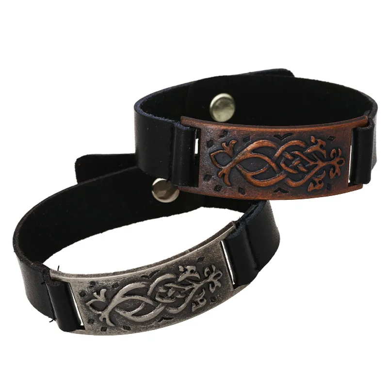 Панк браслеты из натуральной кожи для мужчин Мода Шарм стиль сплав аксессуары