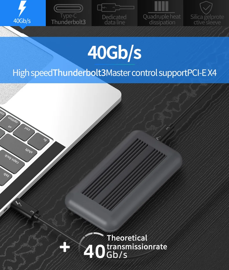 PCIe thunderbolt 3 m.2 NVME корпус ssd чехол NVME с thunderbolt 3 TYPE-C кабель TYPE C 3,1 USB3.1 M.2 PCIE SSD