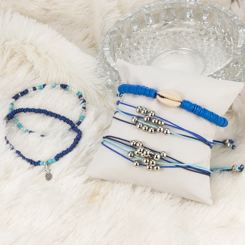 Tocona 5 шт./компл. браслеты синего цвета многослойные летние в форме ракушки