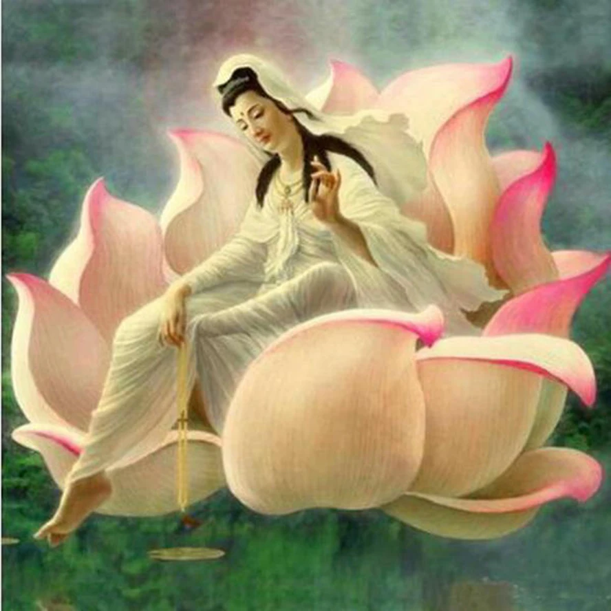 5d Diy Алмазная картина Гуаньинь Bodhisattva Вышивка крестом вышивка цветы лотоса