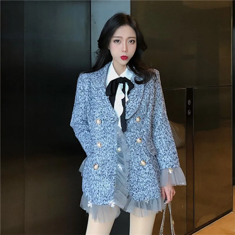 Осенне-зимняя Новинка Раффлед небольшой аромат ветряное шерстяное пальто