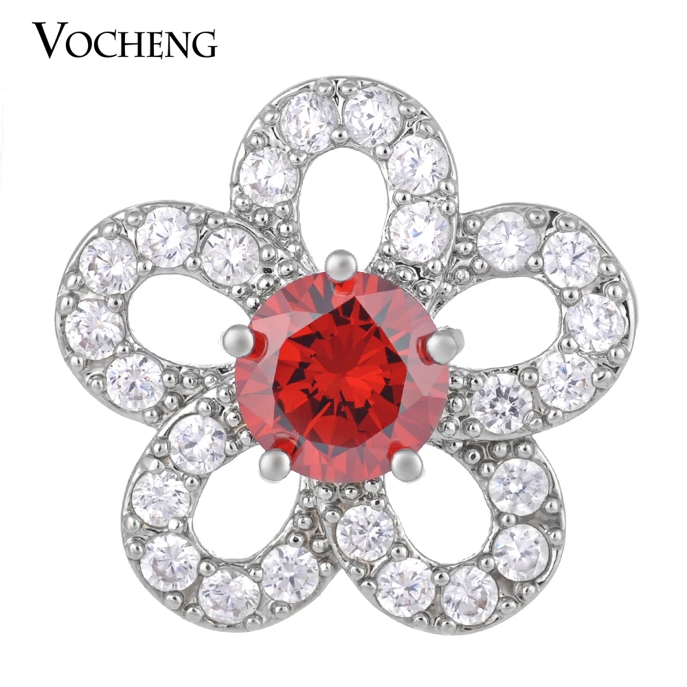 

Vocheng Ginger Snap CZ Stone Flower 18mm Luxury Brass Material 4 Colors Glam Interchangeable Charms Vn-1276