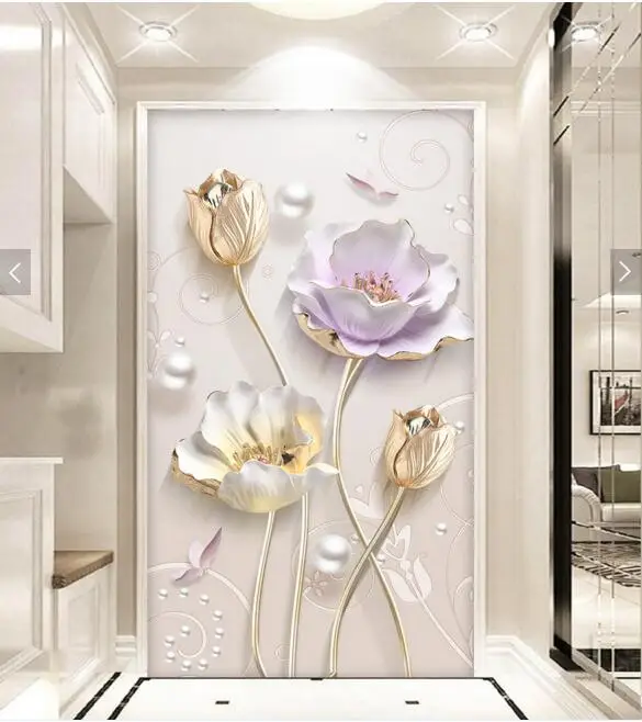 

3d Floral Wall Mural Hallway Photo Wall Paper for Living Room papel pintado pared rollos papel de parede wall papers home decor