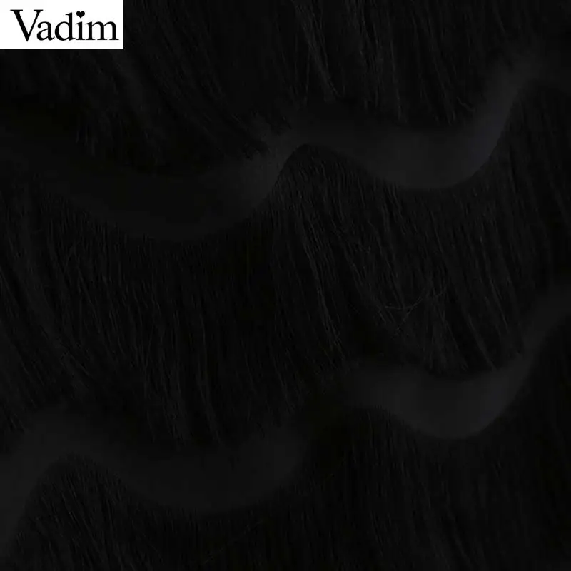 Женское элегантное платье vadim черное платье для вечеринки сексуальные мини платья без рукавов с кисточками регулируемые ремни летние однотонные шикарные платья QC506