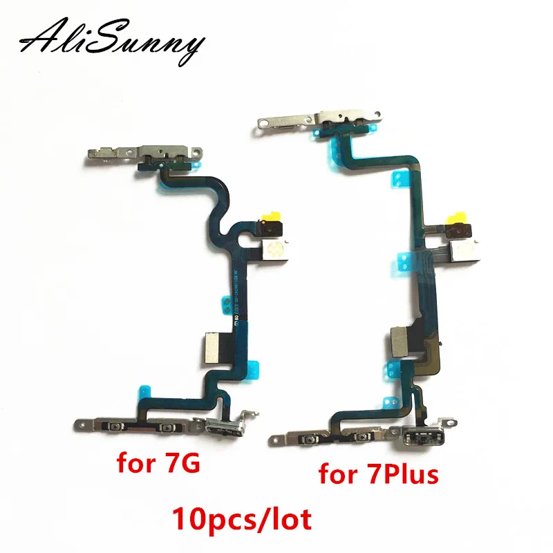 AliSunny 10 шт. силовой гибкий кабель для iPhone 7 Plus 7G 7 P переключатель громкости с металлическим кронштейном светодиодный Запчасти для вспышки