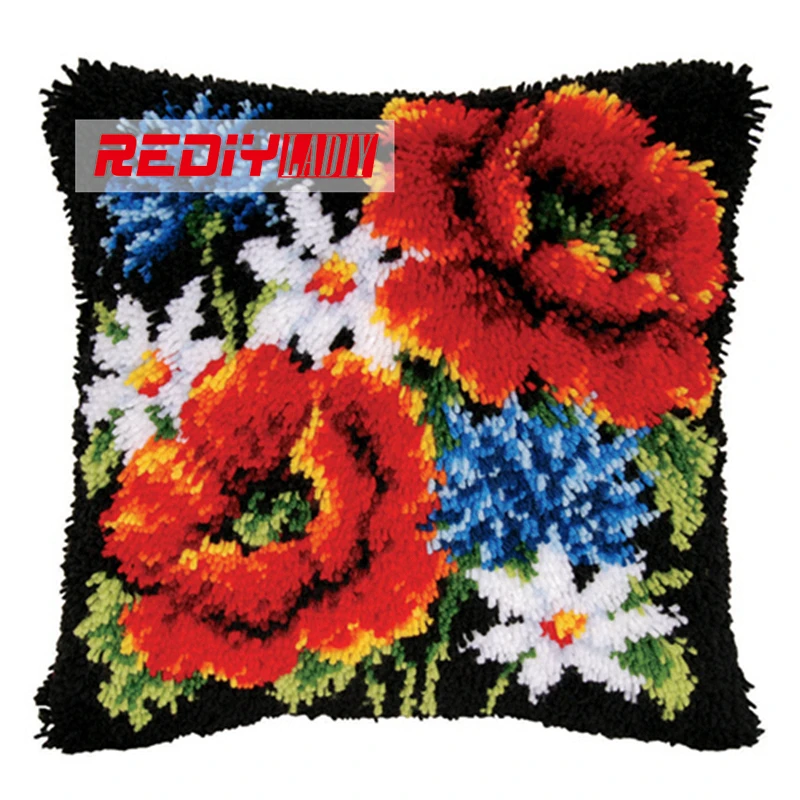 LADIY крюк с защелкой подушки комплект пряжа для вышивки чехлы мака и Дейзи Дак