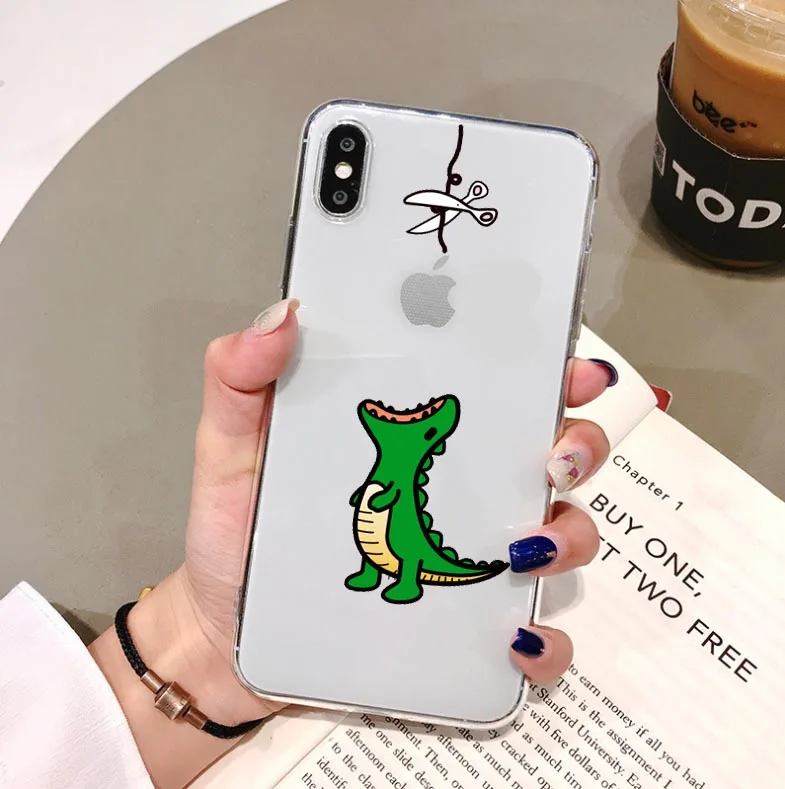 TPU Забавный мультяшный чехол для телефона для iPhone X XS Max XR милый кот Том Обложка для iPhone 8, 7, 6, 6S Plus, мягкий силиконовый прозрачный чехол - Цвет: TPU