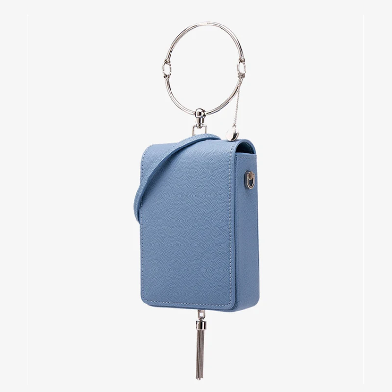 Brand Mini Female Shoulder Bags Handbags Ring Phone Purse Shoulder Bag For Women Pink Pu Leather Messenger Bag Clutch Bags - Цвет: Синий