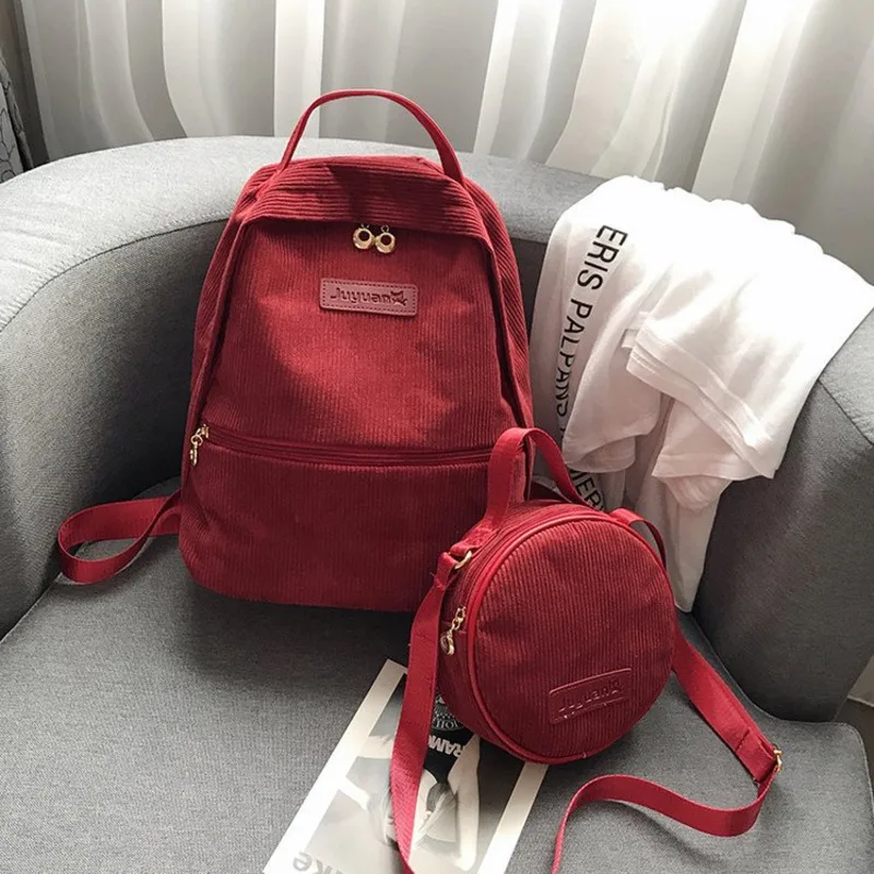 2019 Новый Модный повседневный стиль 2 шт/комплект Женский велюровый рюкзак