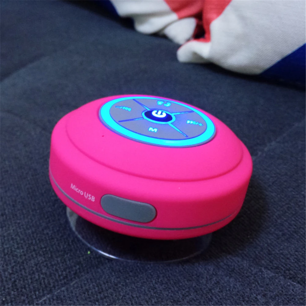Водонепроницаемый Bluetooth Динамик с светодиодный светильник на присоске Беспроводной Ванная комната мобильного телефона для мобильного телефона Динамик Поддержка Hands-Free данные карты