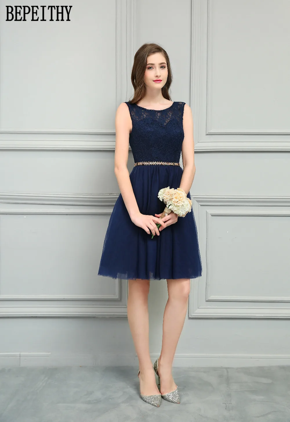 BEPEITHY Новое поступление vestido de festa Longo темно-синее ТРАПЕЦИЕВИДНОЕ(без пояса) Короткое изготовление на заказ платья для выпускного вечера платья подружки невесты