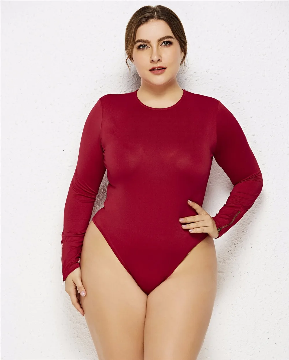 5XL6XL повседневные Комбинезоны для женщин с длинным рукавом и круглым вырезом