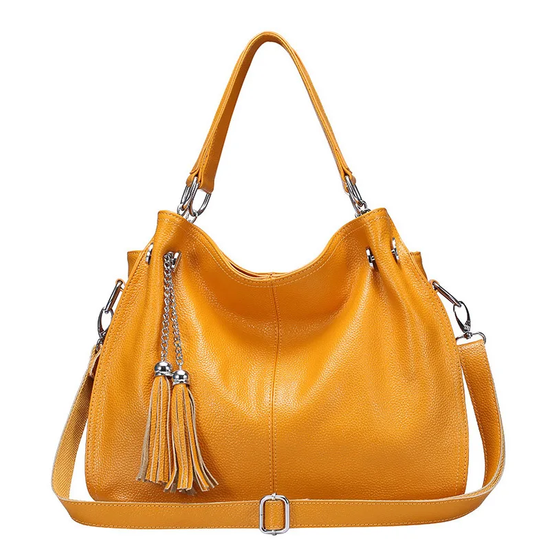 Цвет: желтый Driga, модные брендовые женские сумки с кисточками,, коровья кожа, сумка для женщин, натуральная кожа, сумки на плечо, высокое качество, кожаная сумка - Цвет: Цвет: желтый