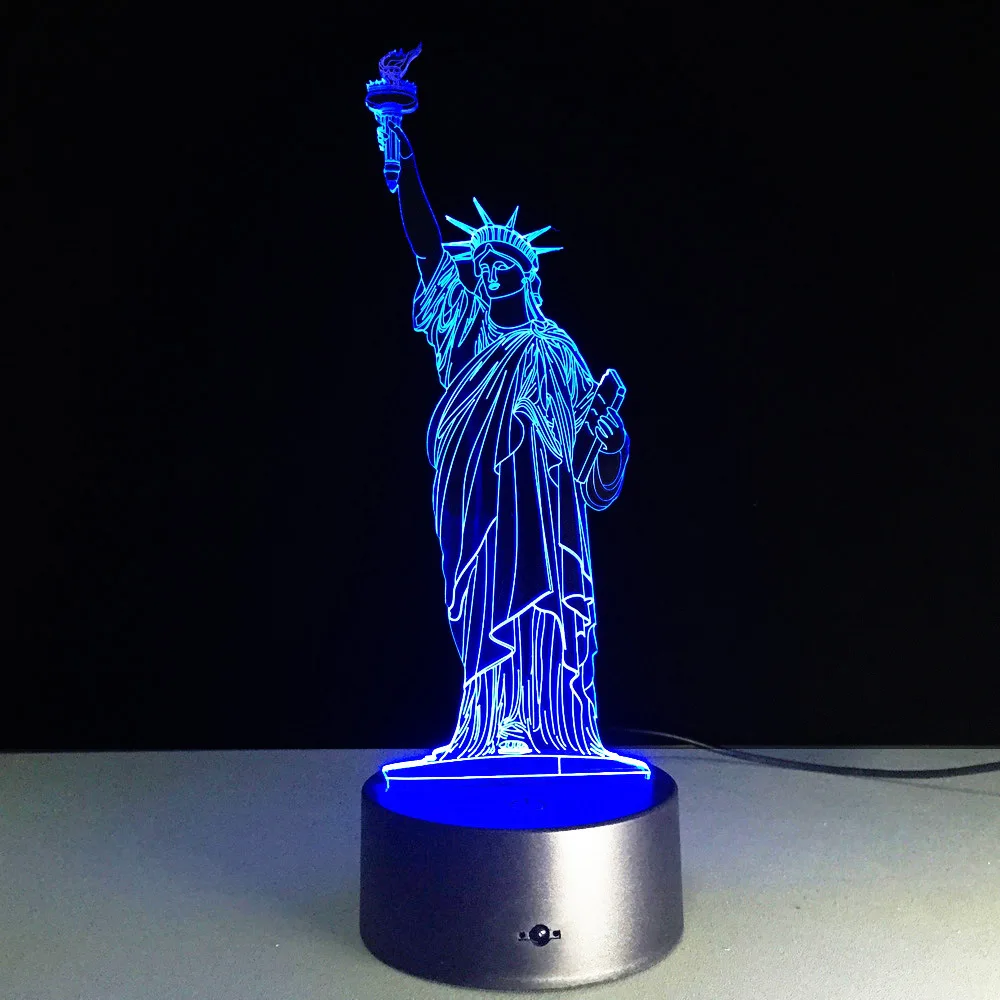 Декор для статуи Свободы 3D лампа светодиодный USB креативный светильник изменение
