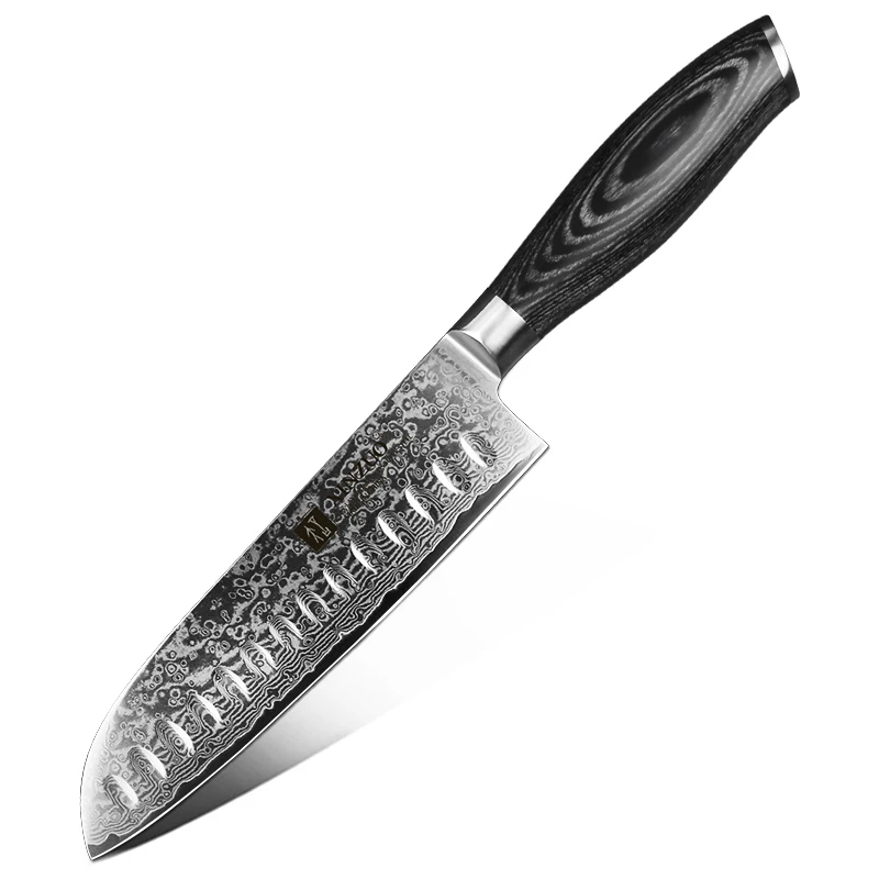 7 in Santoku Knife XINZUO 8 дюймов нож шеф-повара Gyuto нож японский VG10 Дамасские кухонные ножи из нержавеющей стали нож мясника Pakka с деревянной ручкой - Цвет: 7 in Santoku Knife