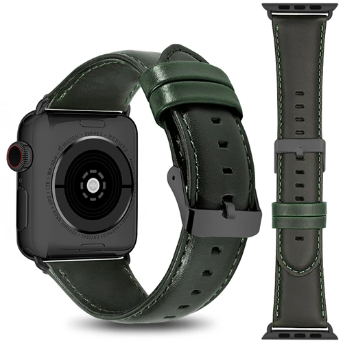 Black buckle Ремешок из натуральной кожи для часов correa Apple, 40 мм, 44 мм, iwatch series, 4, 3, 2, 1, 42 мм, 38 мм, браслет, ремешок на запястье - Цвет ремешка: Black buckle
