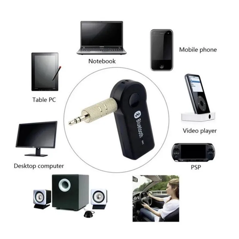 Handfree Автомобильный Bluetooth Music Receiver Универсальный 3,5 мм Car Kit Беспроводной громкой связи Динамик Наушники Адаптер для телефона MP3