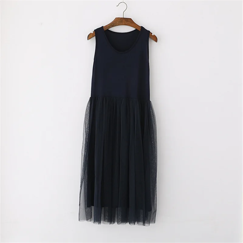 Tank Dress Black Элегантное вязаное платье-свитер, Осеннее зимнее платье, свитер с длинным рукавом, Сетчатое лоскутное женское платье, офисное повседневное длинное платье - Цвет: Tank Dress Black
