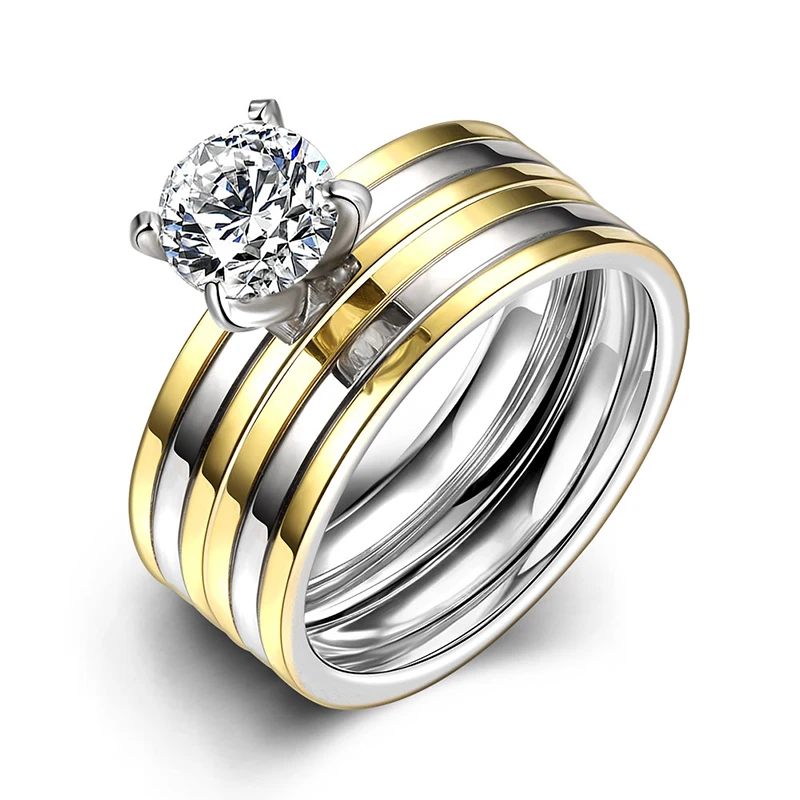 Ручной работы Нержавеющая сталь Кольца для Для женщин с кубического циркония