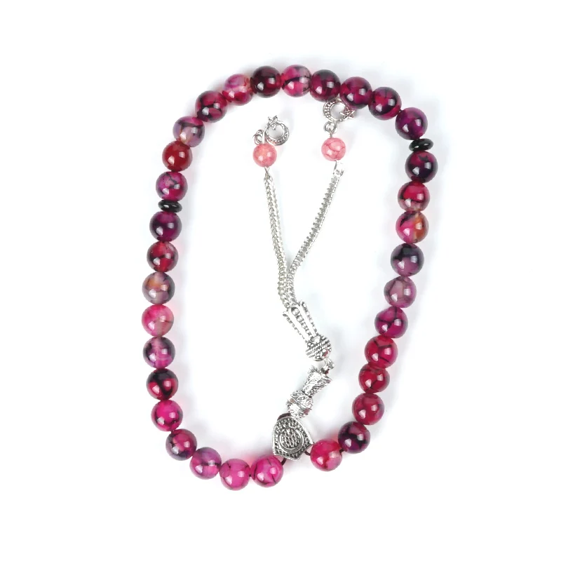 Винтажный браслет с трещинами из агата розари оникса для мусульманской молитвы 33