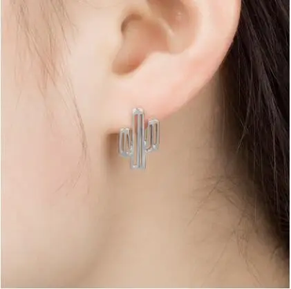 Женские простые серьги С КАКТУСОМ новые модные милые в Корейском стиле для