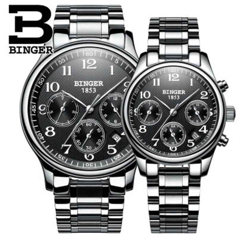 

Genuine Switzerland BINGER Brand Men Women Lovers couple automatic mechanical self-wind watch casual waterproof full steel table