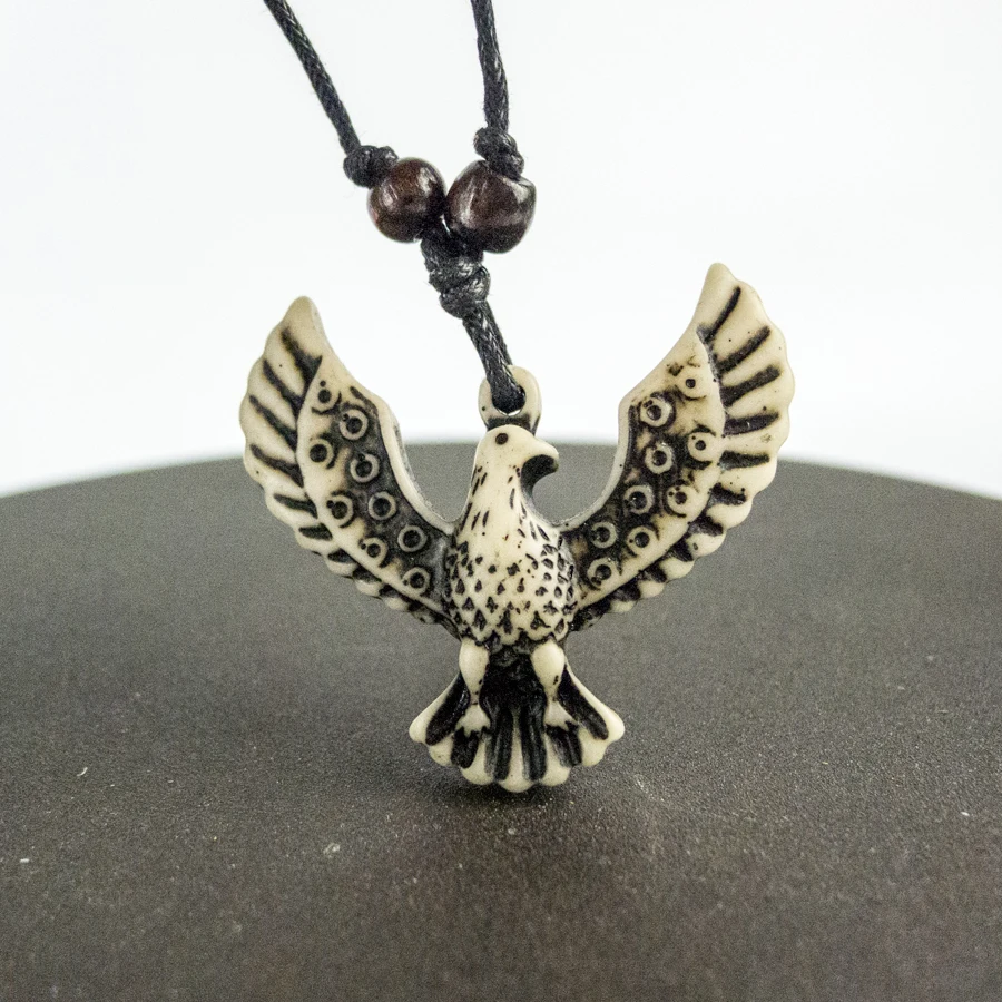 Phoenix Man's Pendant limitation Yak Bone Material Art Necklace Vintage Men's adjustable Rope Necklaces #GZ211 | Украшения и