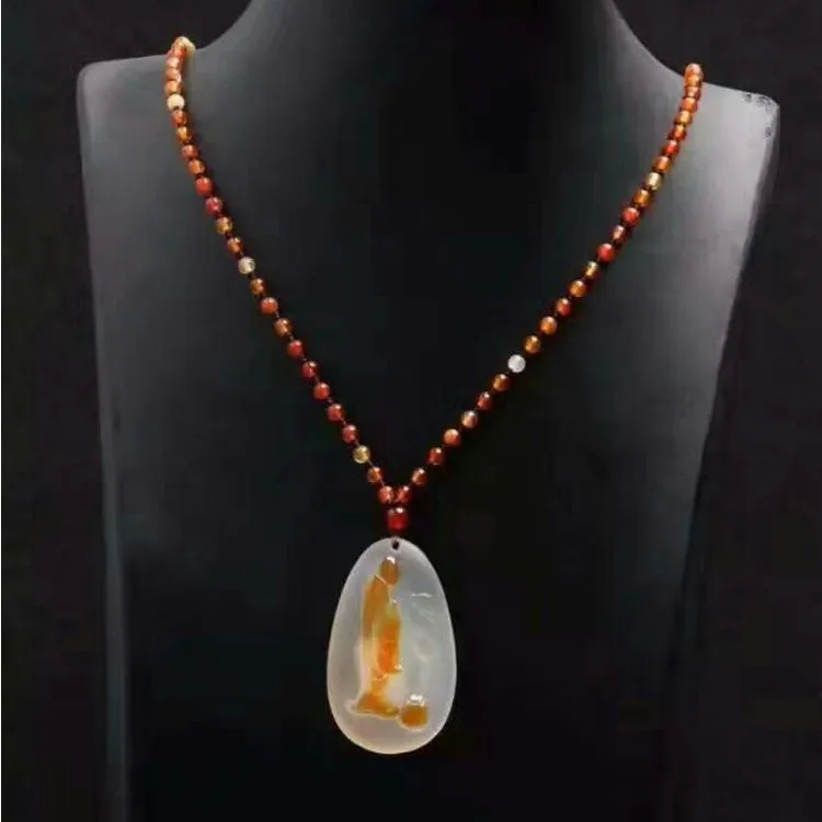 Natural style pendant chalcedony qiao color meditation Buddha Tie-in beads Men and women restoring ancient ways | Украшения и