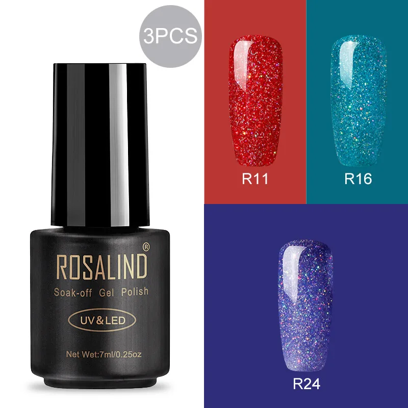 RA-3GELS-11 ROSALIND 7 мл Гель-лак для ногтей Полупостоянный УФ-гель гибридный набор для маникюра впитывающий лак белый праймер - Цвет: RA-3GELS-11