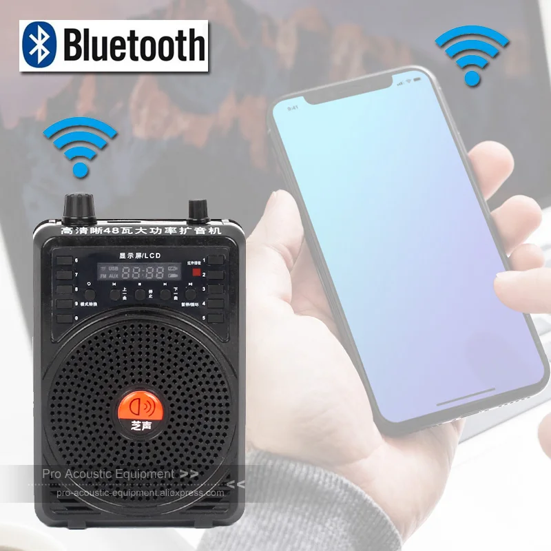 Bluetooth портативный усилитель голоса пояс мегафон FM радио USB MP3 плеер динамик гид обучение гарнитура микрофон