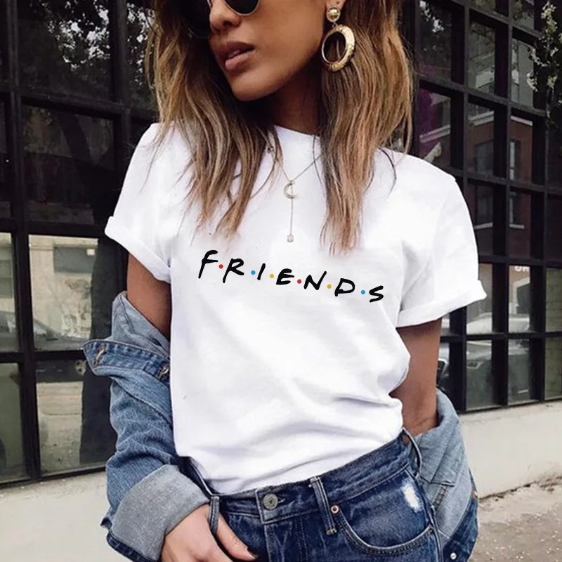 Футболка с надписью FRIENDS женская модная повседневная футболка забавная для
