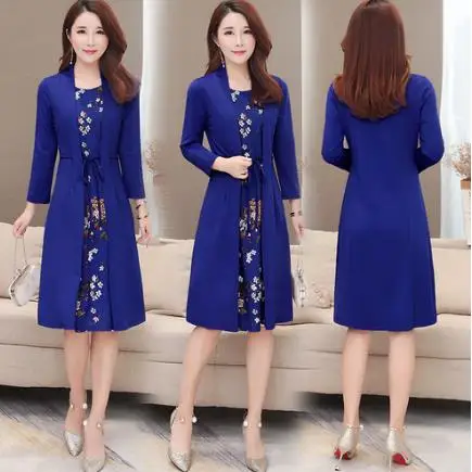 Женское Повседневное платье до колен осеннее с принтом для официальной женщины