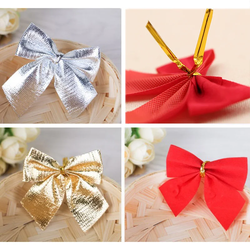 12 шт банты для елки украшения аксессуары банта красные золотые серебряные