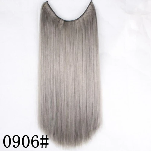 Silver Grey JOY& BEAUTY, 24 дюйма, невидимая проволока, без зажимов, для наращивания волос, секретная Рыбная линия, шиньоны, шелковистые, прямые, настоящие, натуральные, синтетические - Цвет: Silver Grey