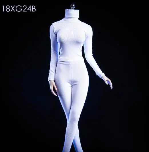 white clothing set 1/6, сексуальная одежда для девочек, черные/белые колготки, высокий воротник, одежда для подвижных фигурок 12 дюймов, TBLeague, большой бюст, бесшовное тело - Цвет: white clothing set