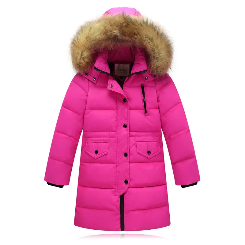 

Artificial fur collar Children's white Duck Down Jackets 90% down parkas casual long boys cotton coats quality girls ski coats