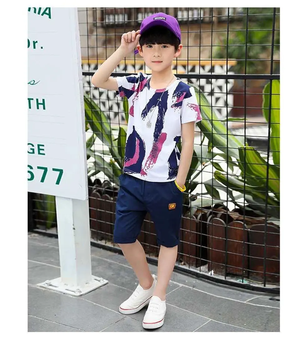 Одежда для мальчиков летний комплект из 2 предметов в ковбойском стиле футболка +