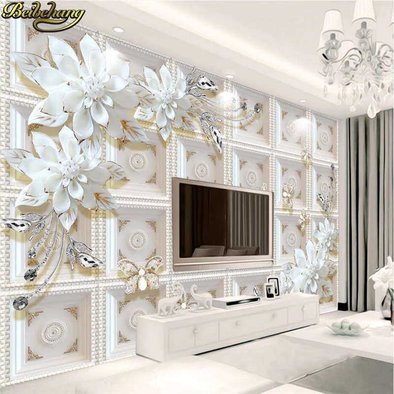 beibehang Custom photo wallpaper murals three-dimensional relief jewelry flowers European 3D background wall paintings