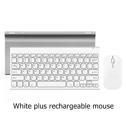White keyboard mouse B. O. W HW086 металлическая ультра-тонкая Тихая 2,4 ГГц портативная беспроводная клавиатура и мышь комбо для настольного компьютера, ноутбука - Цвет: White keyboard mouse