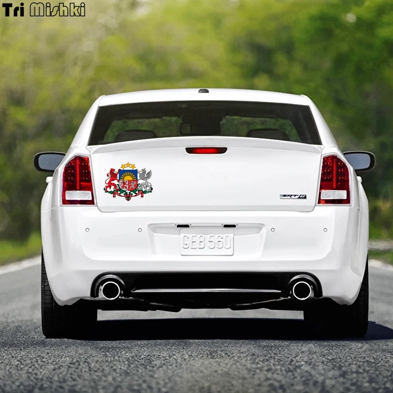 Tri Mishki WCS235 #17 5x14 см герб Латвия забавная наклейка для автомобилей красочные