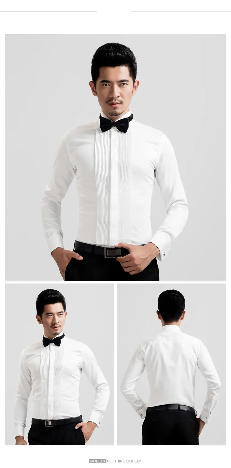 AIMENWANT S-5XL смокинг рубашки мужские Корея Slim Fit с бантиком Свадебные рубашка белая Бизнес французский манжетой платье-рубашка рубашки