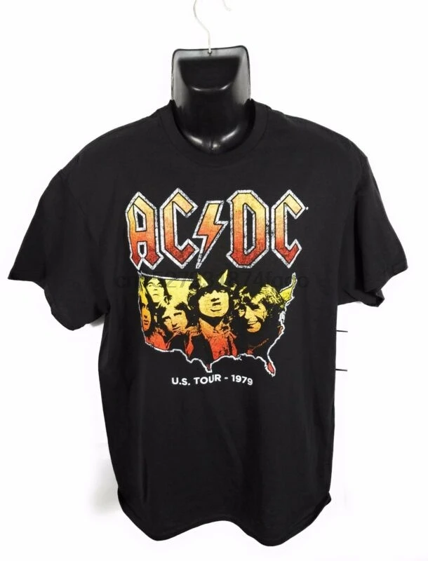 AC DC хард рок группа США Тур 1979 Футболка размер L XL 2XL 3XL|Мужские футболки| |