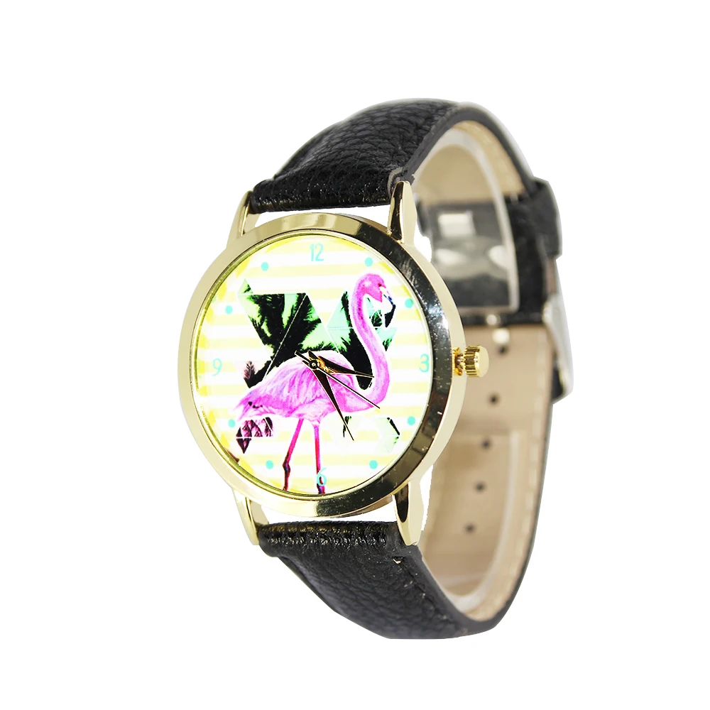 Women's watches pink ostrich watch student digital hour Digital leather strap ladies quartz Stainless steel dial | Наручные часы