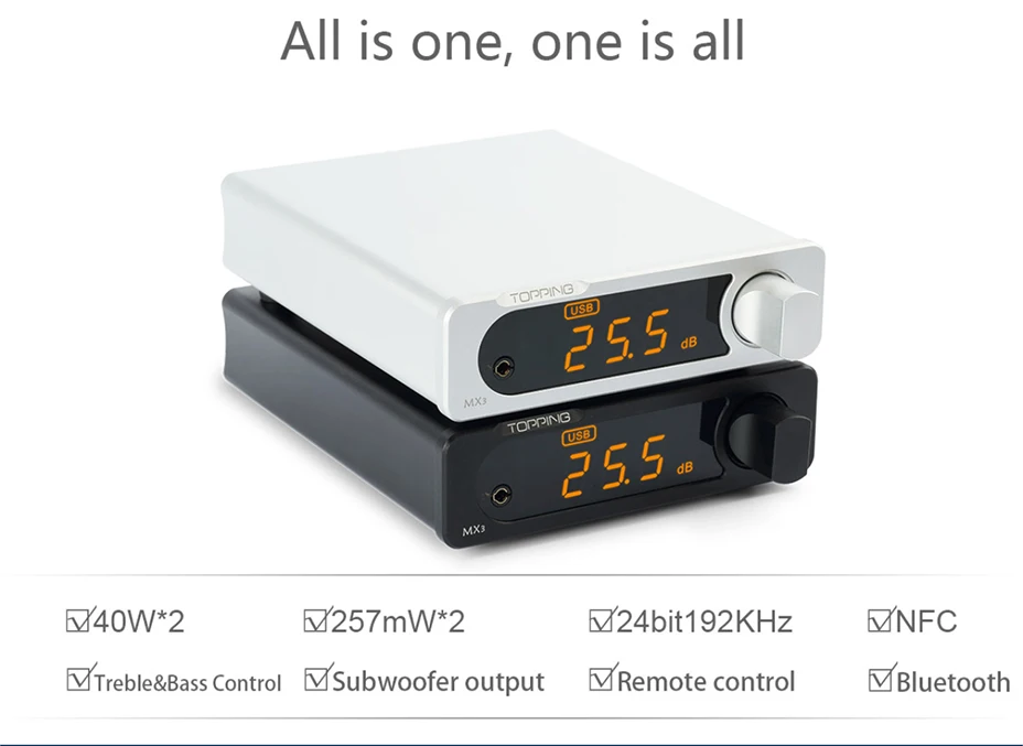 TOPPING MX3 Bluetooth цифровой усилитель USB коаксиальный волоконный декодер встроенный DAC Amp автоматический переключатель NFC 257 мВт* 2 24bit192KHz
