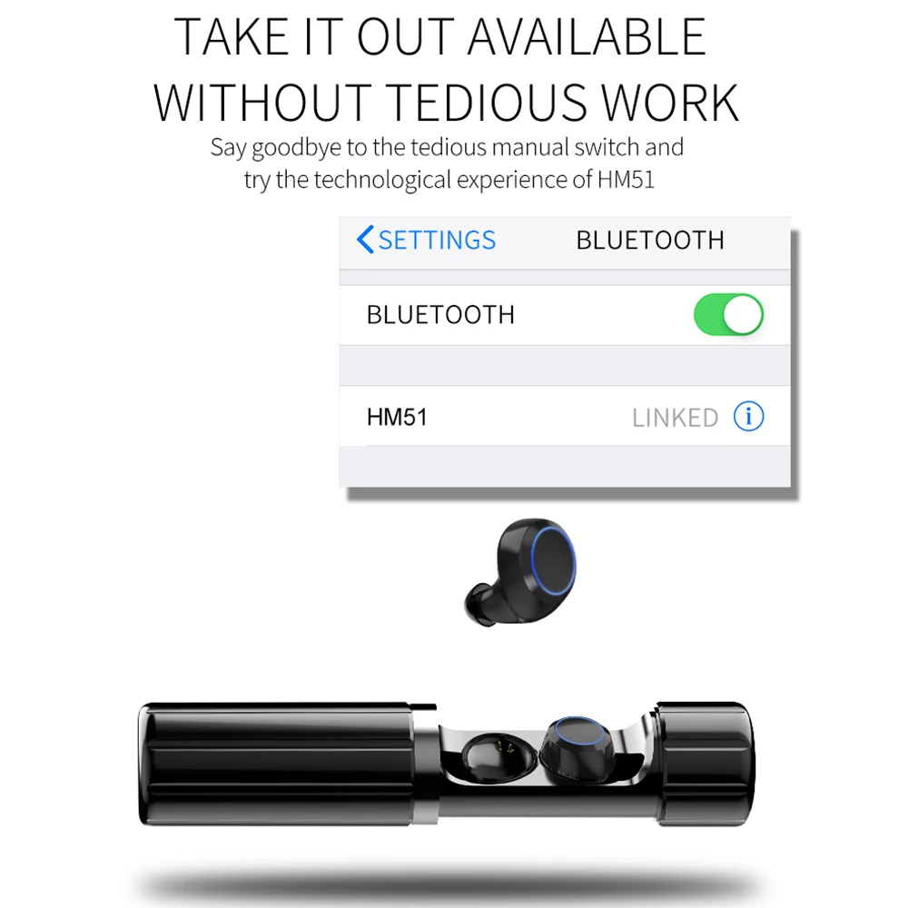 HM51 Mini TWS True беспроводной Bluetooth 5,0 наушники водонепроницаемые и пот сопротивление сенсорное управление спортивные наушники с зарядным устройством