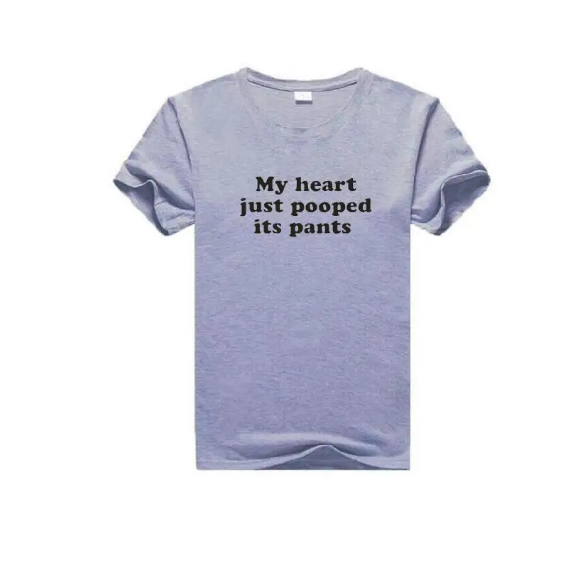 Футболка женская с принтом My Heart Just Pooped повседневный Свободный Топ круглым