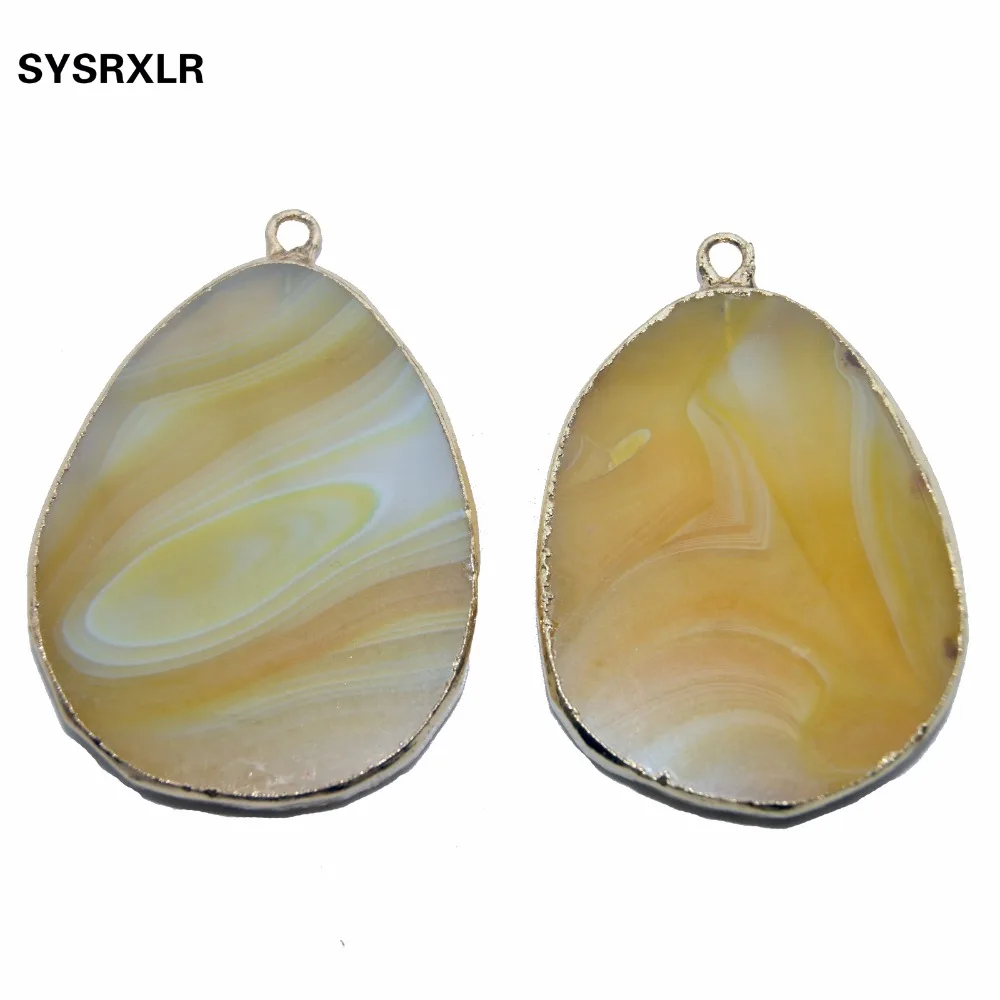 Wholesale 1 Pcs Irregular Natural Agates Golden-Plated Yellow Color Stone Pendant DIY Fit Necklace Earring Or Jewelry Making | Украшения и