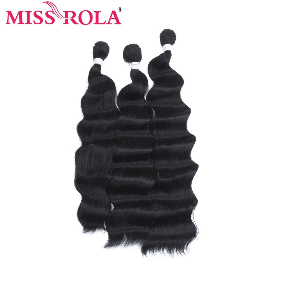 Miss Rola, глубокая волна, пряди, с кружевной застежкой, синтетические волосы, с пряди, 16-20 дюймов, двойной уток, переплетение